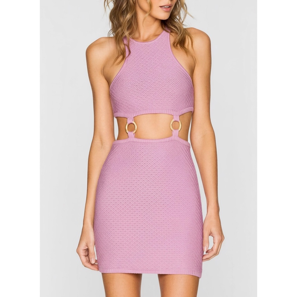 LOVERS + FRIENDS Francesca Knit Mini Dress, Bubble Gum Pink, Large